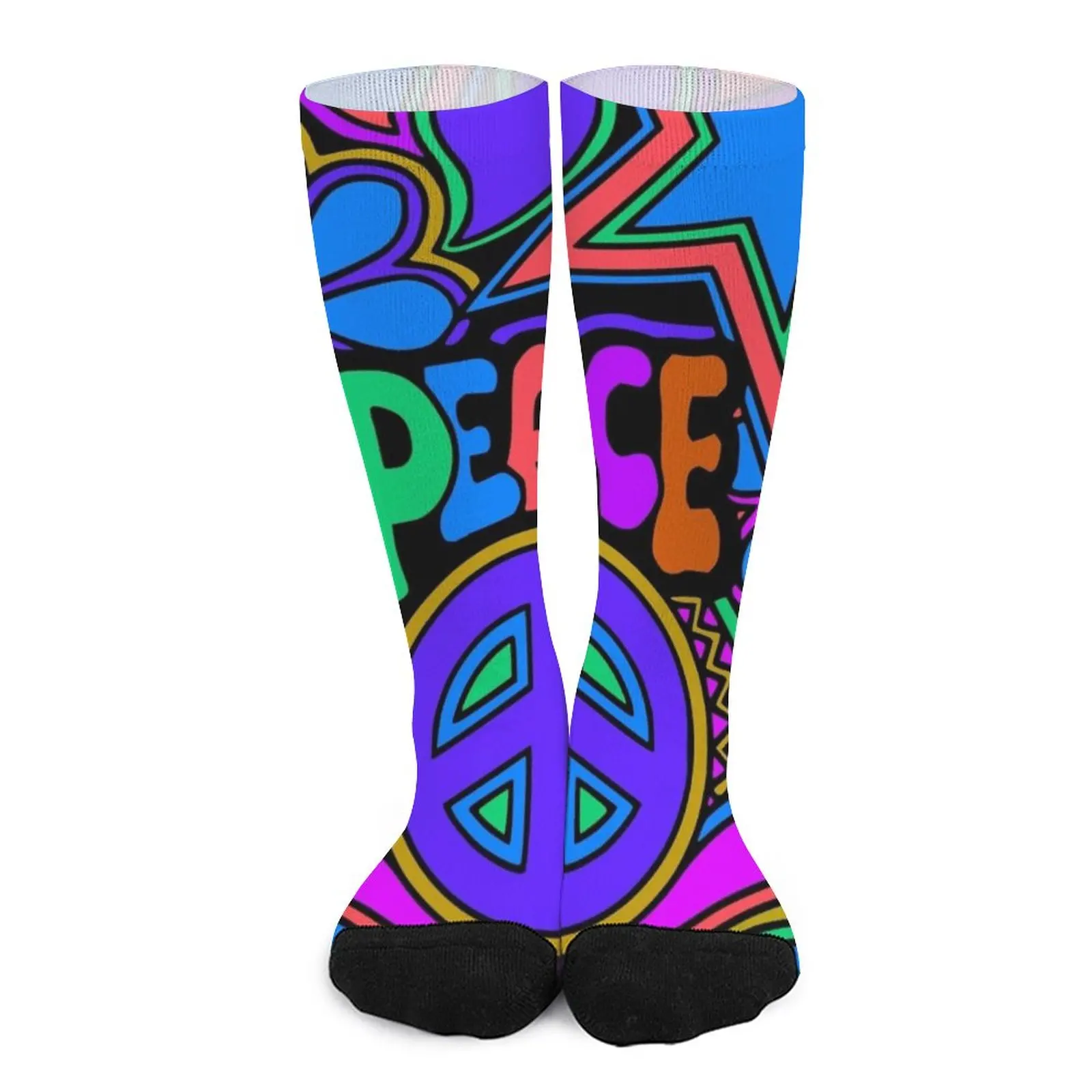 

Peace and Love Flowers and Stars Hippie Design Socks Stockings man socks funny Children's socks