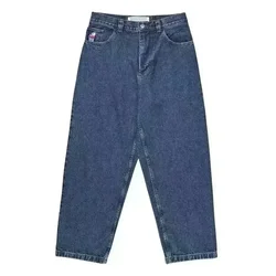 DAILOU büyük Boy spor pantolon erkekler Y2K Streetwear pantolon basketbol şortu Hip Hop karikatür grafik Retro mavi Denim pantolon