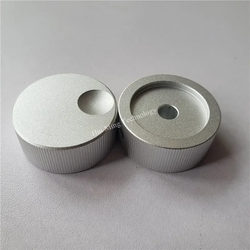 2Pcs Aluminum Alloy Knob Potentiometer Finger Black Solid Sandblasting Knobs Stripes Stove Rotary 32*13mm Volume Tube Amplifier