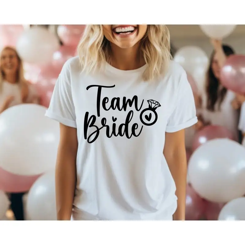 

Team Bride Bachelorette Party T Shirt Bridal Bridesmaid To Be Wedding Bachelor Retro Bach