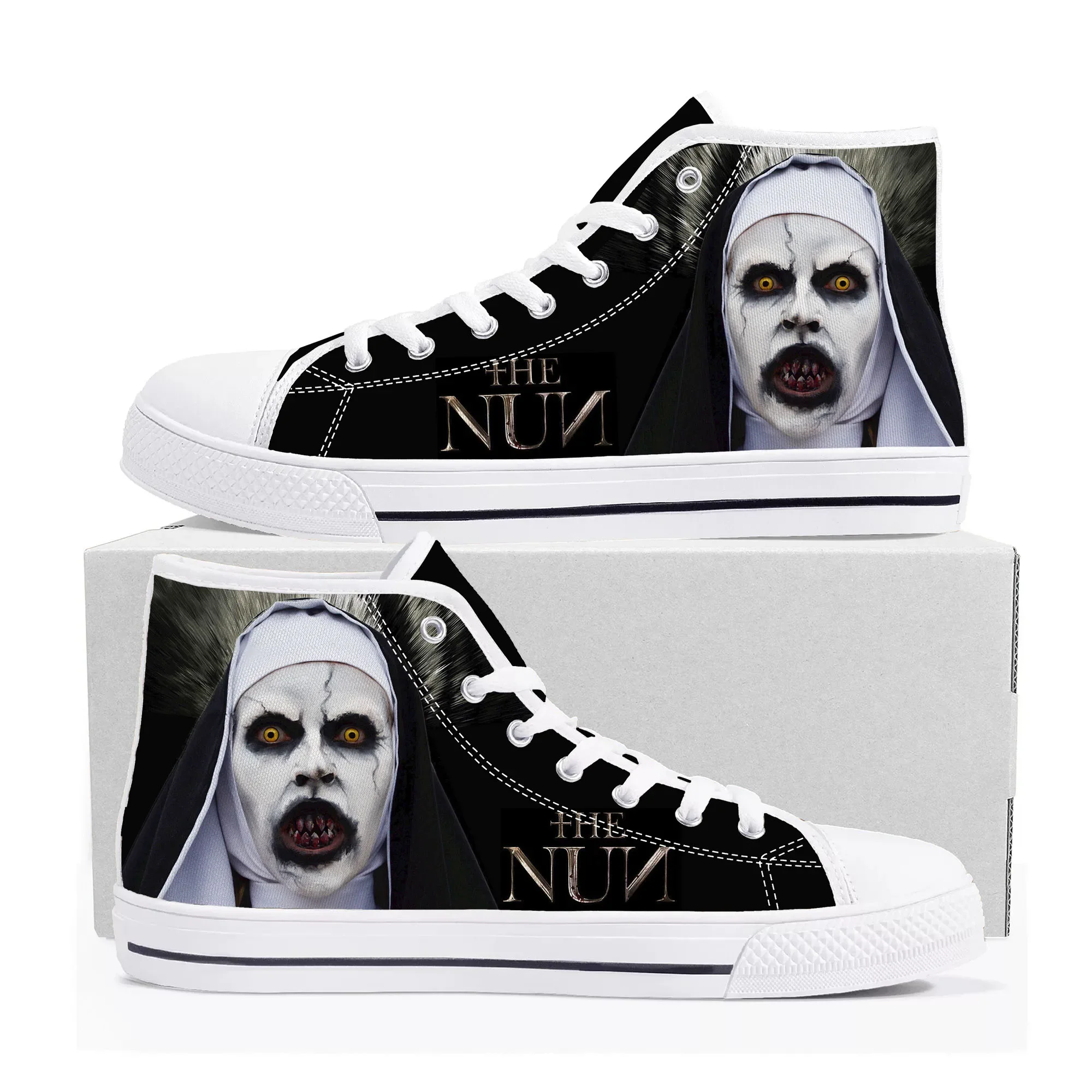 Movie The Nun series High Top Sneakers Mens Womens Teenager Canvas High Quality Sneaker Casual Custom Made Shoes Customize Shoe