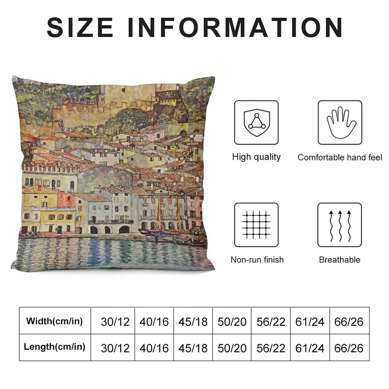 Gustav Klimt - Malcesine on Lake Garda Throw Pillow Sofa Pillow Cover Decorative Cushions For Luxury Sofa pillow