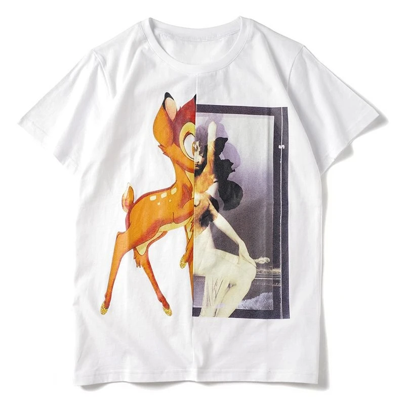 European and American Summer New Patchwork Art Print Loose Couple Casual Short Sleeve T-Shirt Fashion Cotton Plus Size Top