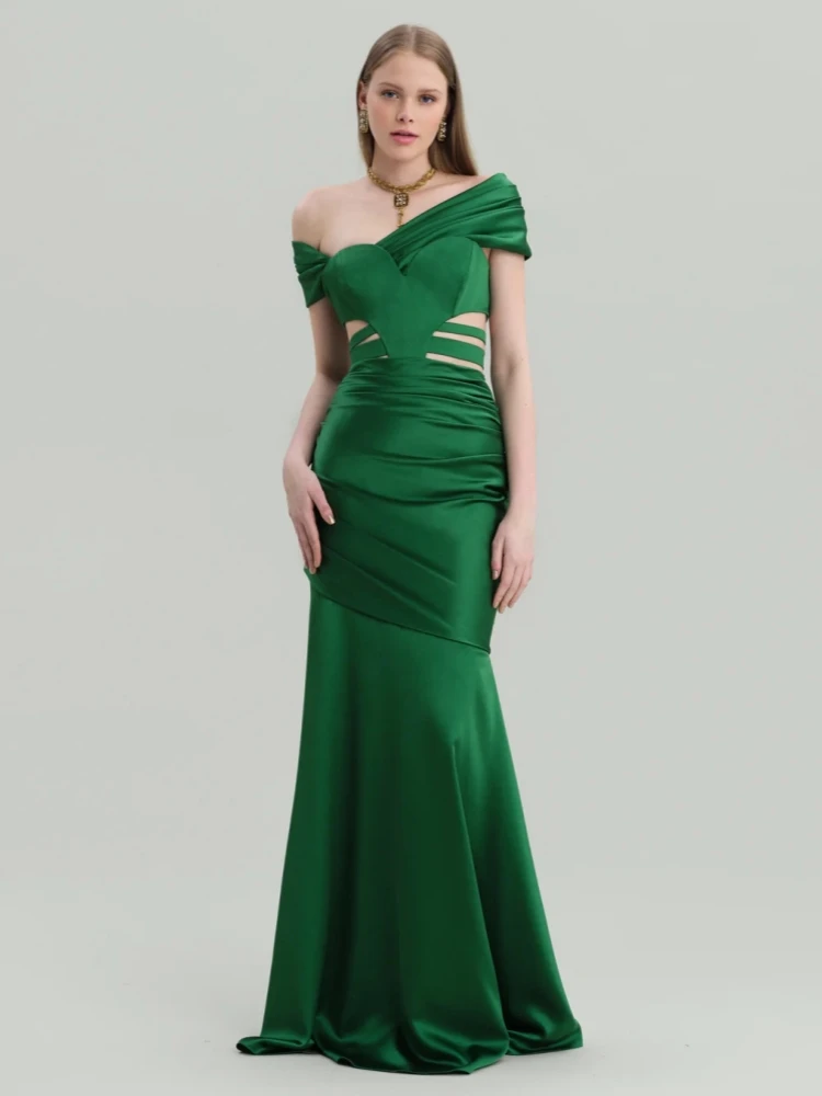 Sexy uit de schouder uitgehold bandagejurk dames mouwloze uitgesneden asymmetrische lange bodycon-jurken avondjurken