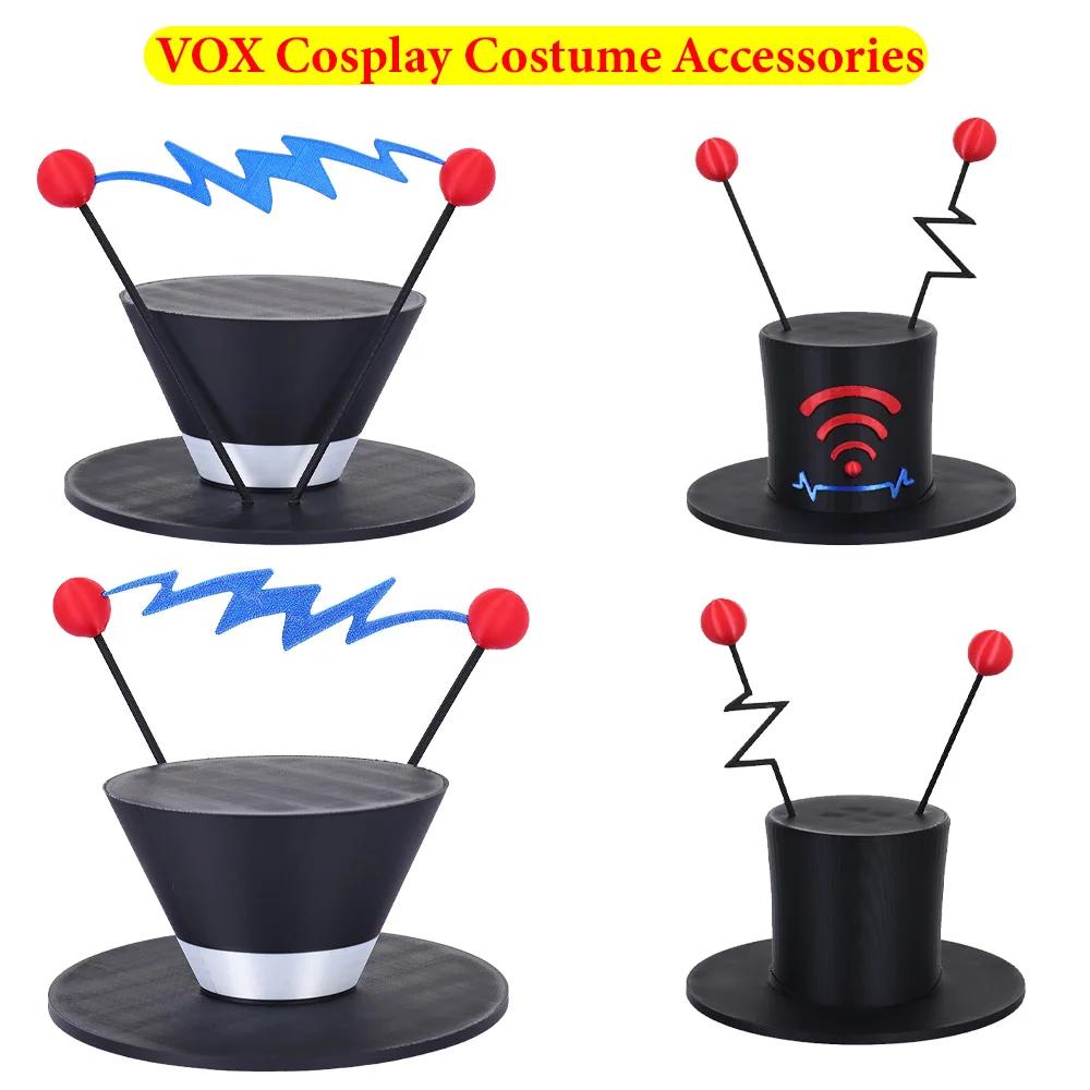 

VOX Cosplay Men Women Black Hat Ornament Costume Accessories TV Hell Inn Roleplay Cap Headwear Halloween Carnival Disguise Props