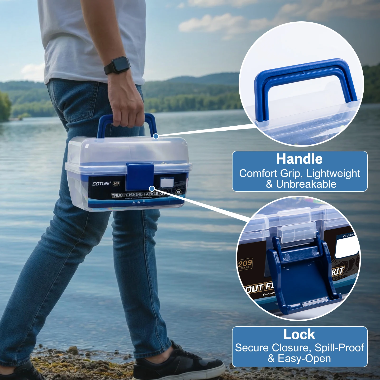 

Набор для рыбалки Goture 281 предмет: портативный ящик для снастей с приманками для ловли форели, съемными отсеками и рыболовным снаряжением