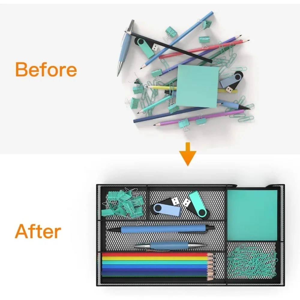 引き出しオーガナイザー、小さなメタルメッシュディバイダーテーブルオーガナイザー、ペンオーガナイザーデスク引き出しトレイボックスアクセサリーデスクトップ、バスルーム