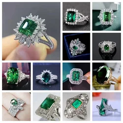 Luxury Women's Finger Rings for Party Bright Green Pear-shaped Crystal Noble Lady Vintage Style Accessories Gorgeous Gift