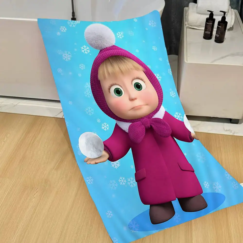 Cartoon Cute M-MashaS And The Bear Beach Towel Colorful Bath Towels for Girl Microfiber Quick Dry Sand Free Beach Gym Pool