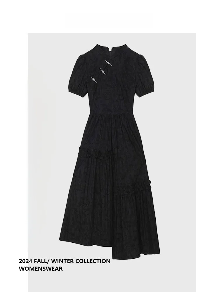 

Новинка! Платье Forever 2 с тяжелой вышивкой, черное, в китайском стиле, приталенное, в национальном стиле, для повседневной носки, осеннее, цельное.