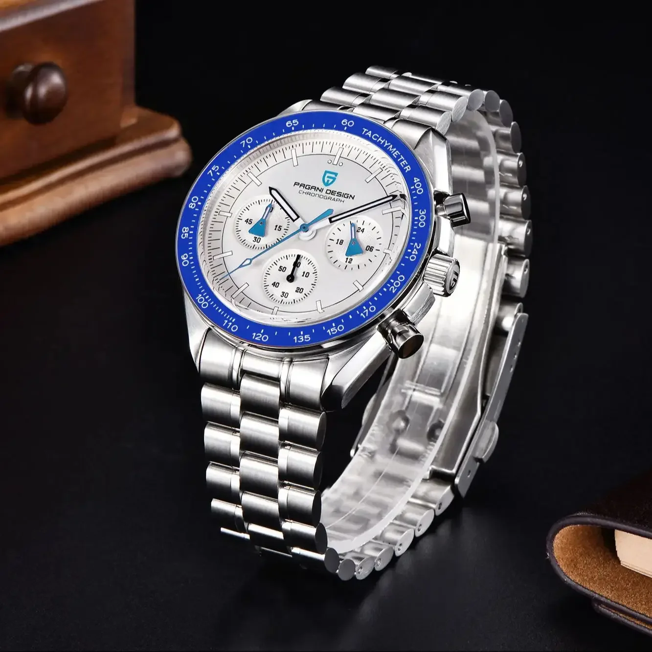 PAGANI DESIGN Herenhorloges Blauw Aerospace Moon Quartz Horloge voor heren Snelheid Sport Chronograaf AR Saffierkristal 2024 Nieuwe klok