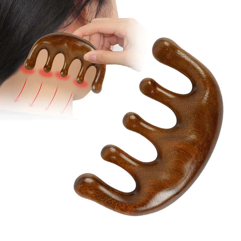 

Head Face Scalp Gua Sha Massager Comb Natural Wooden Therapy Massage Facial Wide Tooth Guasha Scraping Body Massage 1Pcs