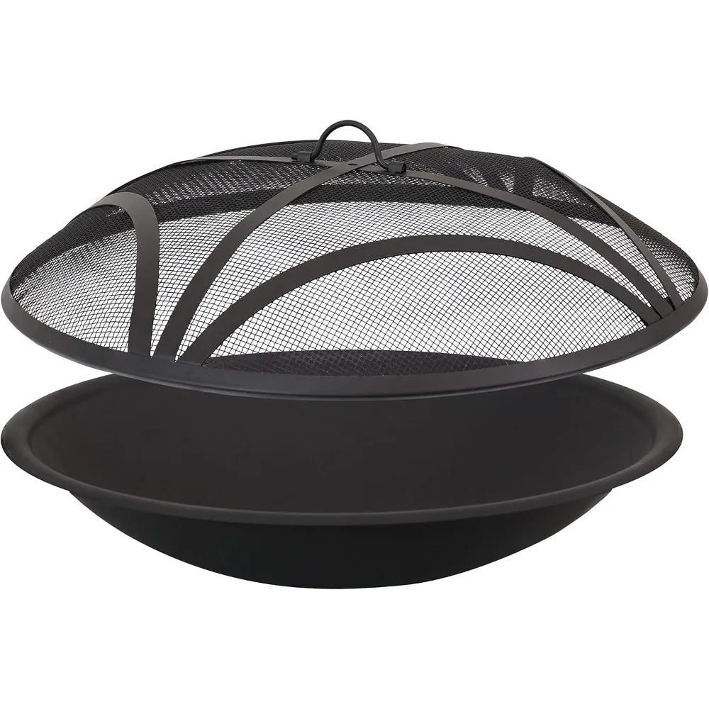 

Sunnydaze 23-Inch Replacement Steel Fire Pit Bowl with Round Spark Screen - High-Temperature Painted Finish
