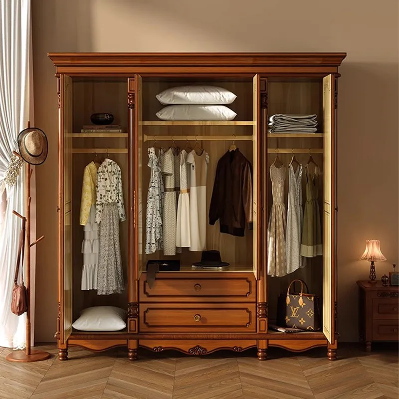 Drawers Luxury Wardrobes Brown Assemble Design Home Clothes Bedroom Wardrobes Wooden Dressing Mueble Organizador Furniture