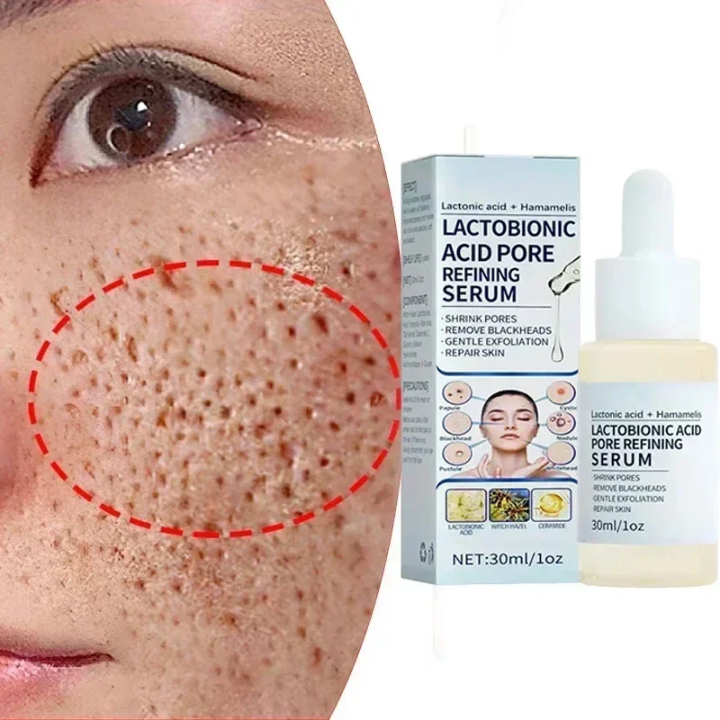 Lactobionic Acid Pore Shrink Serum Hyaluronic Face Moisturizing Nourish Smooth Pores Repair Essence Firm Korean Cosmetics