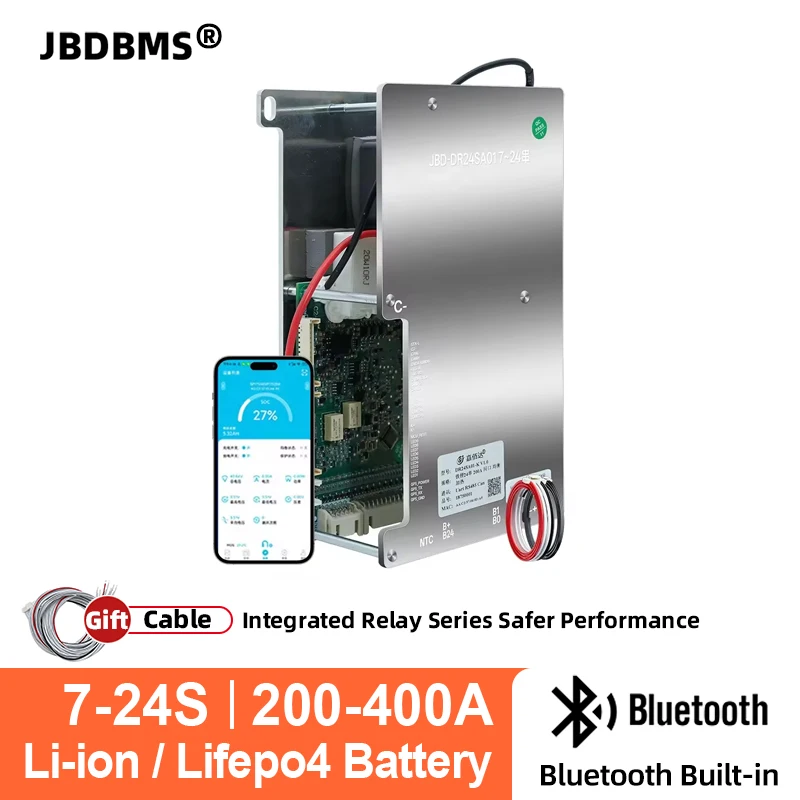 JBDBMS 7S~24S Smart BMS 7S 8S 9S 10S 11S 12S 13S 14S 15S 16S 18S 20S 200A 400A Battery Management System With Relay BT RS485 CAN