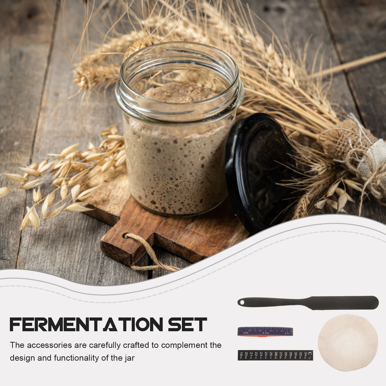 

Replacement Sourdough Starter Accessories Cloth Cover Date Band Thermometer Strip Fermentation Jar Thermometer Sticker Date