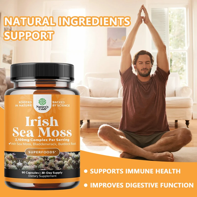 Organic Irish Sea Moss - Sea Moss, Fucus and Burdock Root for Immune, Heart and Joint Health Support for Men and Women