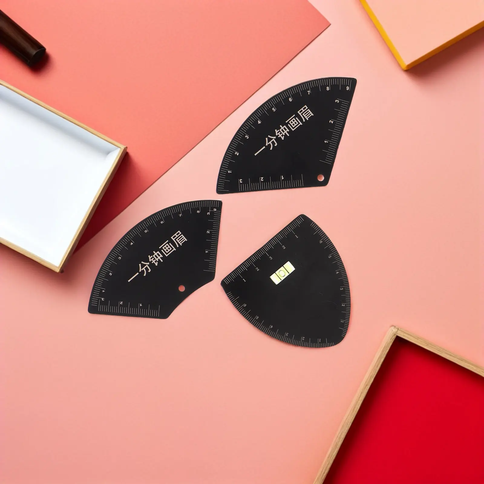3Pcs Eyebrow Shaping Tool Kit Measuring Ruler Reusable Brow Stencils V Fan Half Fan Shapes Precision Mapping Symmetry Guide