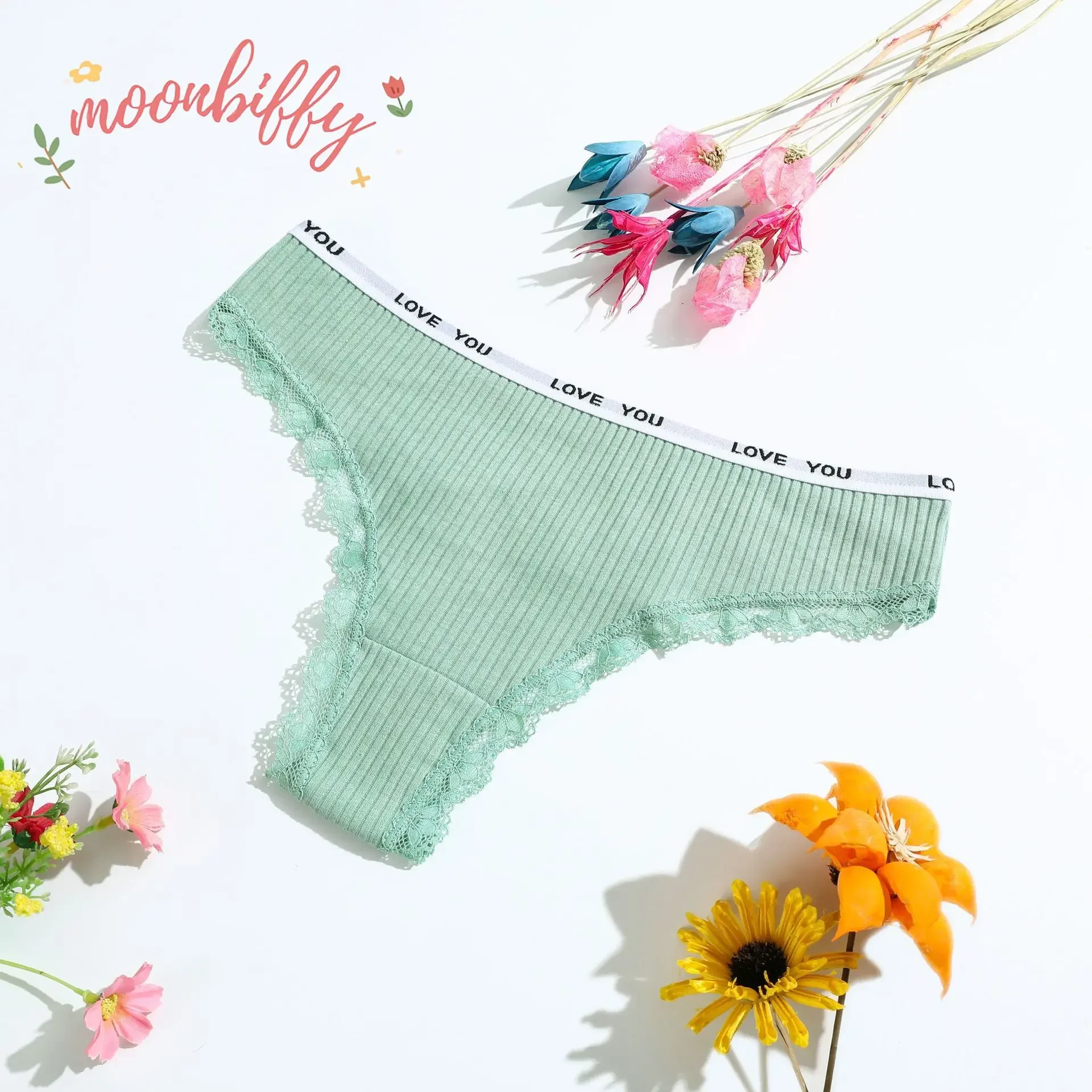 Thong Cotton Sexy Ladies Panties Women's Underwear Low Waist Solid Color Shorts Black Invisible  Lace T-st image 4