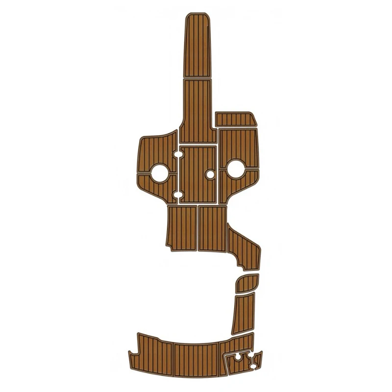 حصير مخصص من إسفنج إيفا لـ 2019-2021 Crownline E235 منصة السباحة وسادة قمرة القيادة على شكل قارب ذاتي اللصق من خشب الساج الصناعي سجادة أرضية على سطح السفينة #1