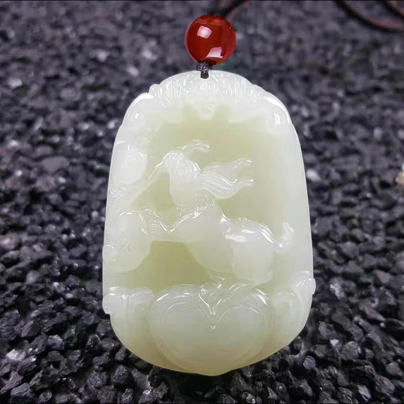 Female male featuring twelve zodiac animals: Ox,, Snake, Sheep, Dog, Pig.Hetian jade pendants and