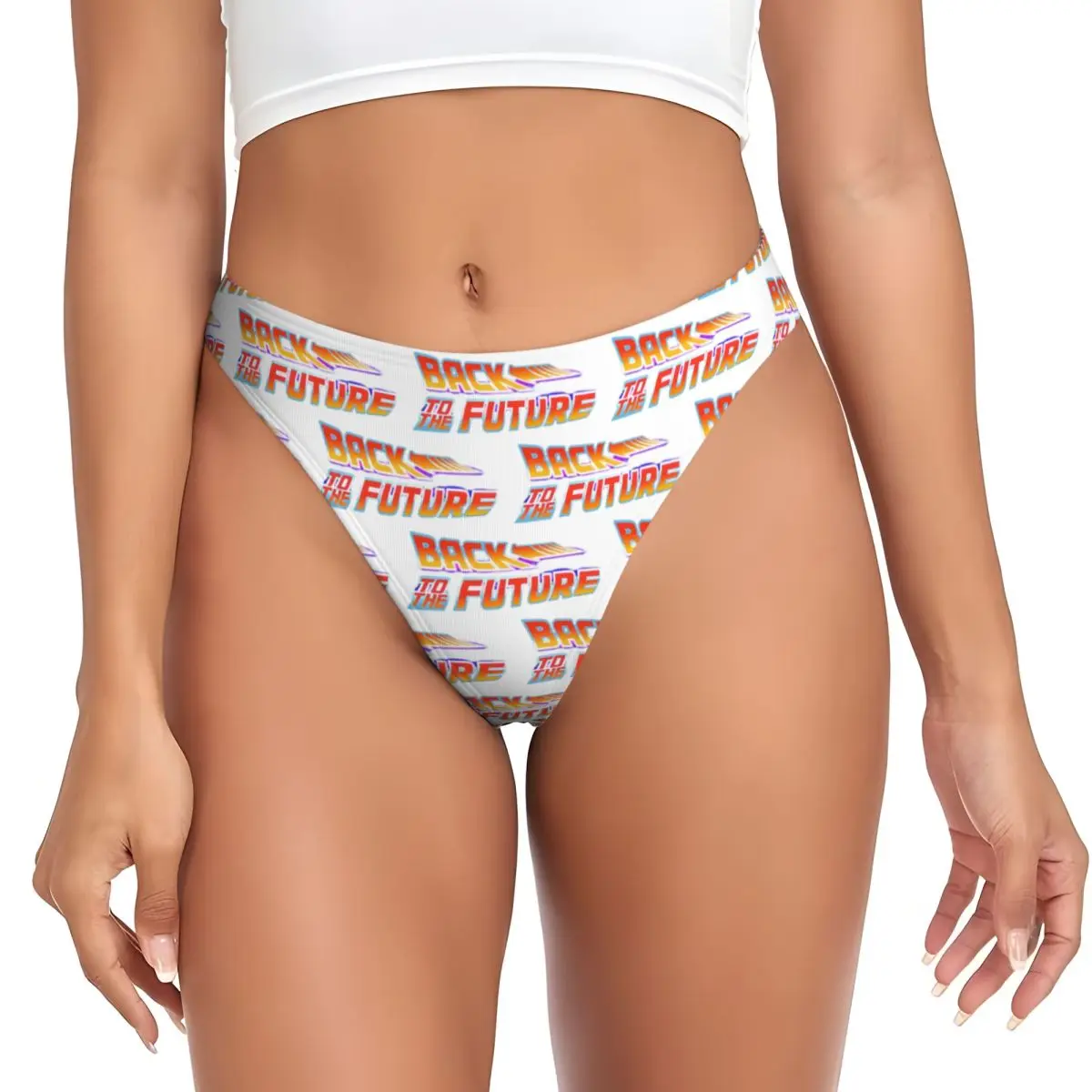Tanga personalizada con el logo de la película Regreso al futuro, transpirable, elástica, cómoda, para mujer.