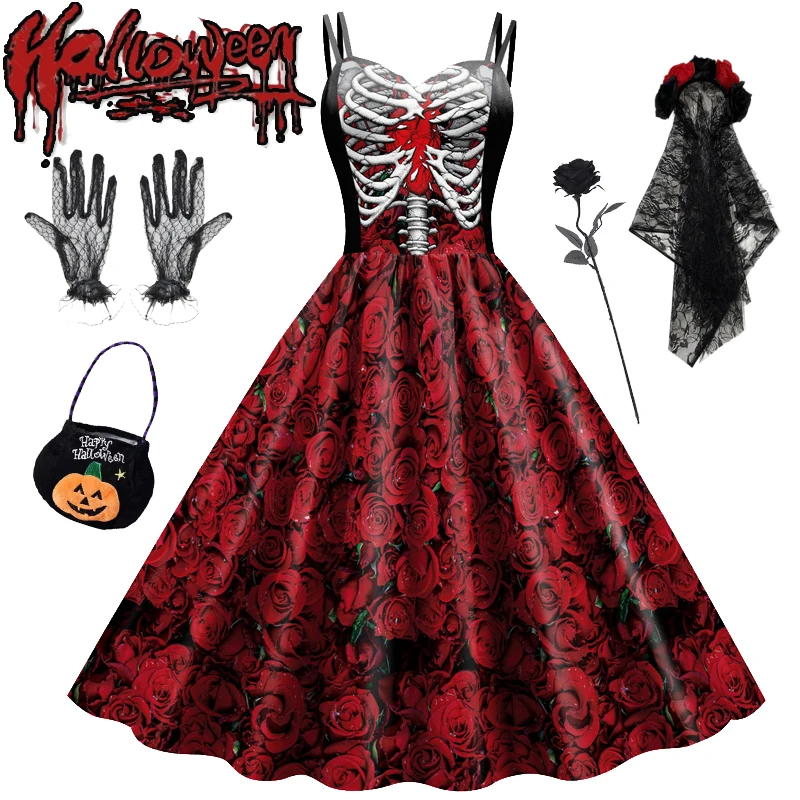 Halloween Costume for Kids Vampire Witch Cosplay Dress Carnival Party Kids Gothic Clothes Girls Long Tutu Dress Halloween Gifts