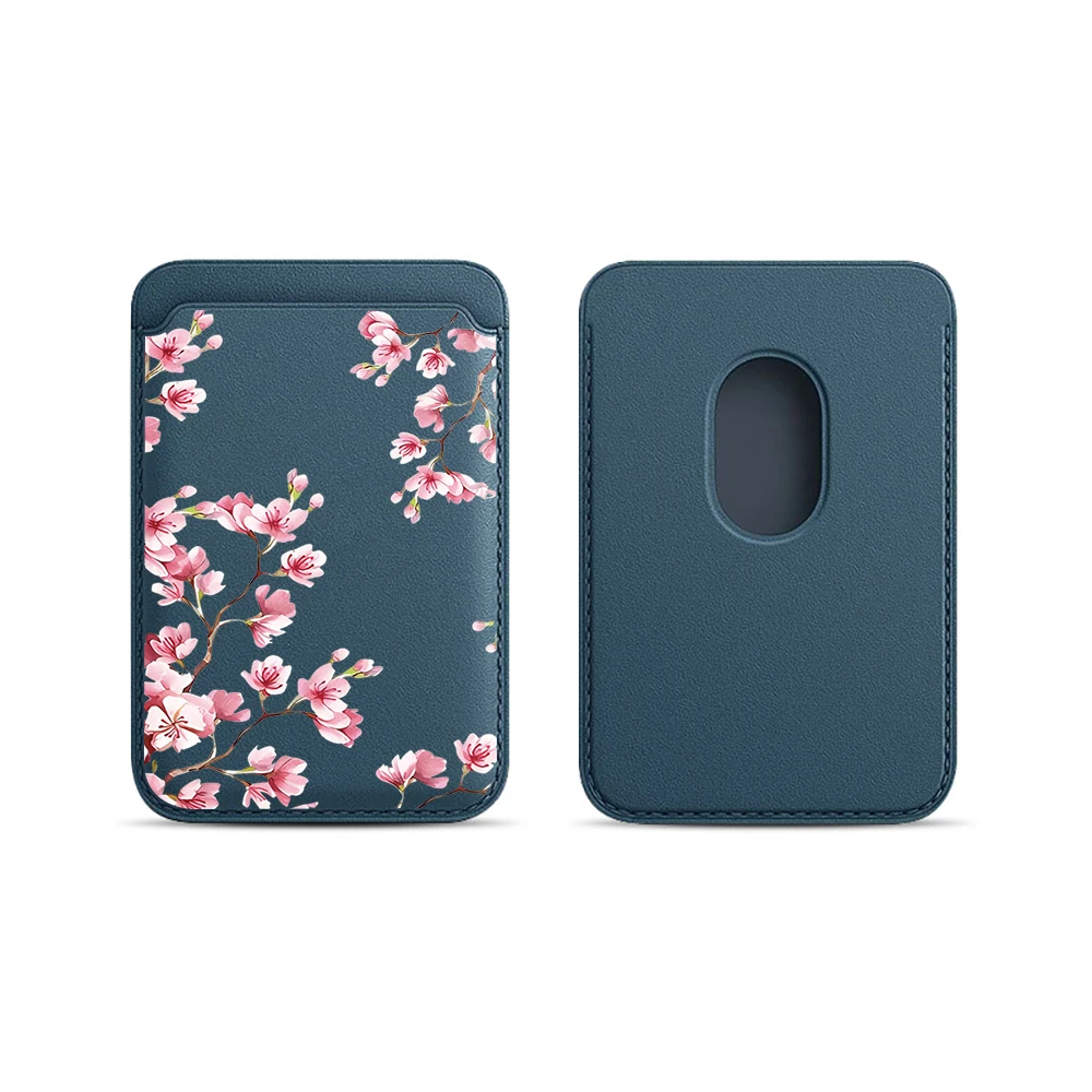 Kirschblüten-Leder-Kartenetui Handy-Kartenhalter Magnetische Hülle Geeignet für alle iPhone Magsafe-Karten-Handy-Rückseiten-Taschen – Detail 7