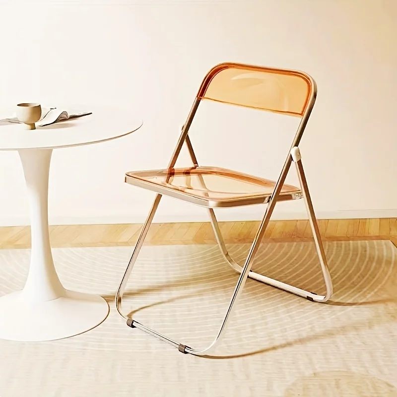 Transparent Folding Chair, No Cushion Design, Modern Minimalist Living Room Chair, Space-Saving Stool for Restaurant - view 4