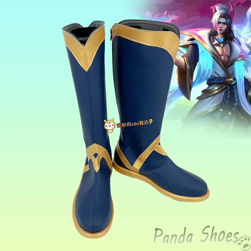 

LOL Aphelios Cosplay Shoes Comic Anime Game League of Legends Cos Long Blue Boots Cosplay Costume Prop Shoes for Con Halloween