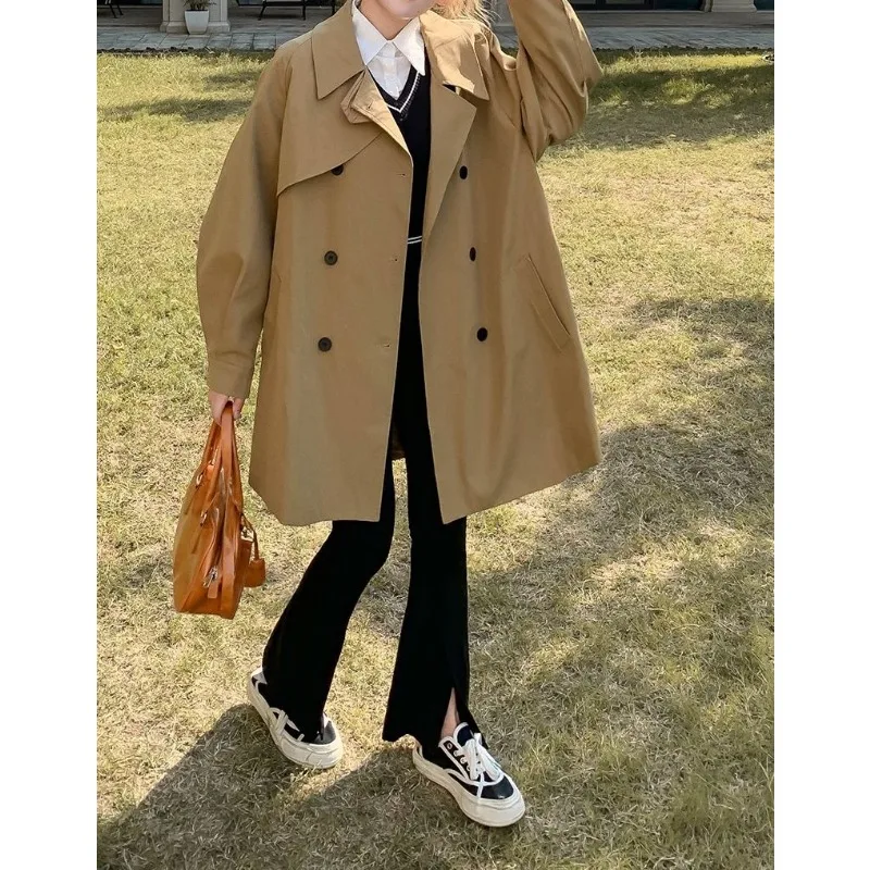 Popular Khaki Trench Coat for Women and Small 2026 New Autumn Medium and Long Casual Korean Retro