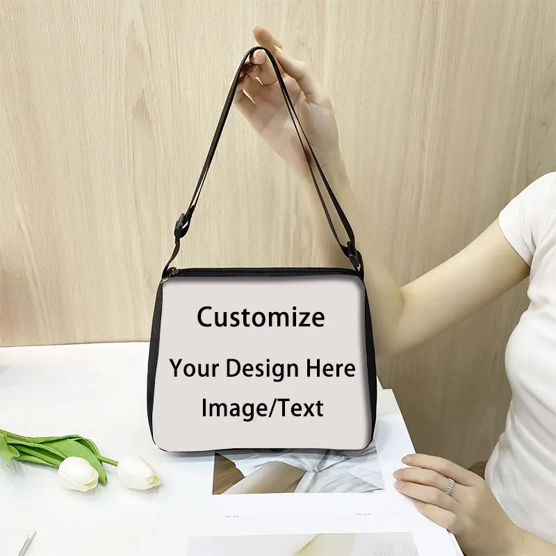 

DIY Настроить ваш дизайн Фотоизображение Текст Сумка на плечо Женская сумка для покупок Женская сумка-мессенджер Кошелек Держатель для телефона