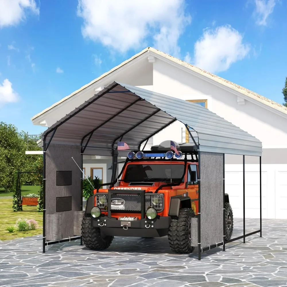 

10'x15'x10' Heavy Duty Metal Carport, Steel Carports Canopy with Galvanized Steel Frame and Roof, Metal Carport Shelter for Boat