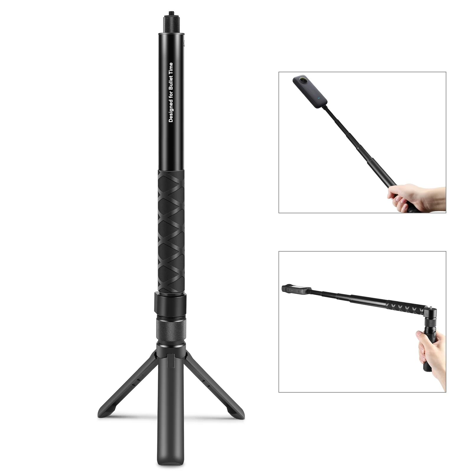 PULUZ For Insta360 X4/X3 Panoramic Camera Stealth Stick Bullet Time Selfie Stick Rotating Handle Desktop Tripod Stand Set