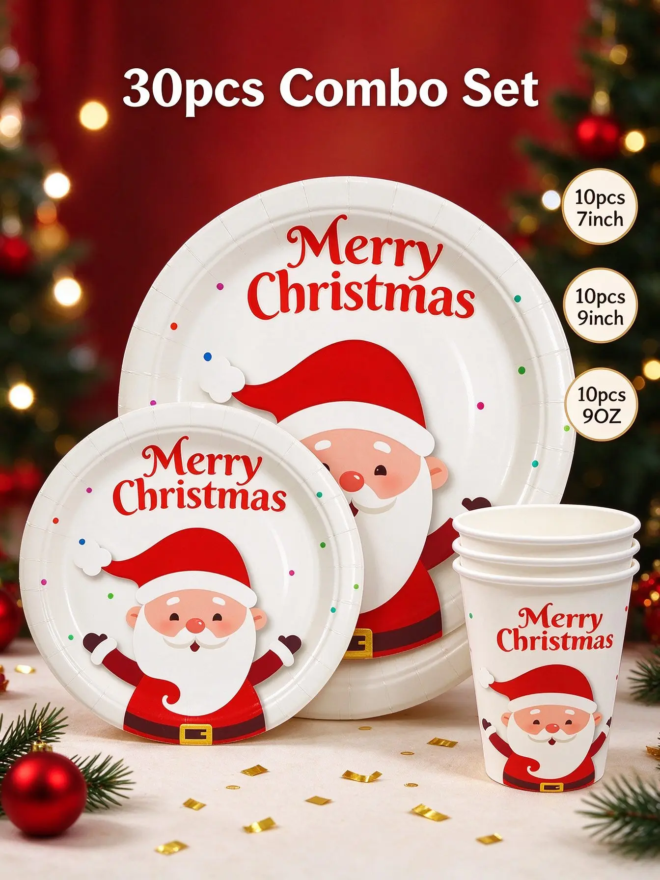 Aliexpress 30/60Pcs Santa Claus Christmas Paper Plates Cups Set, Disposable Tableware for Xmas Party & Holiday Family Dinner - Aliexpress Deal