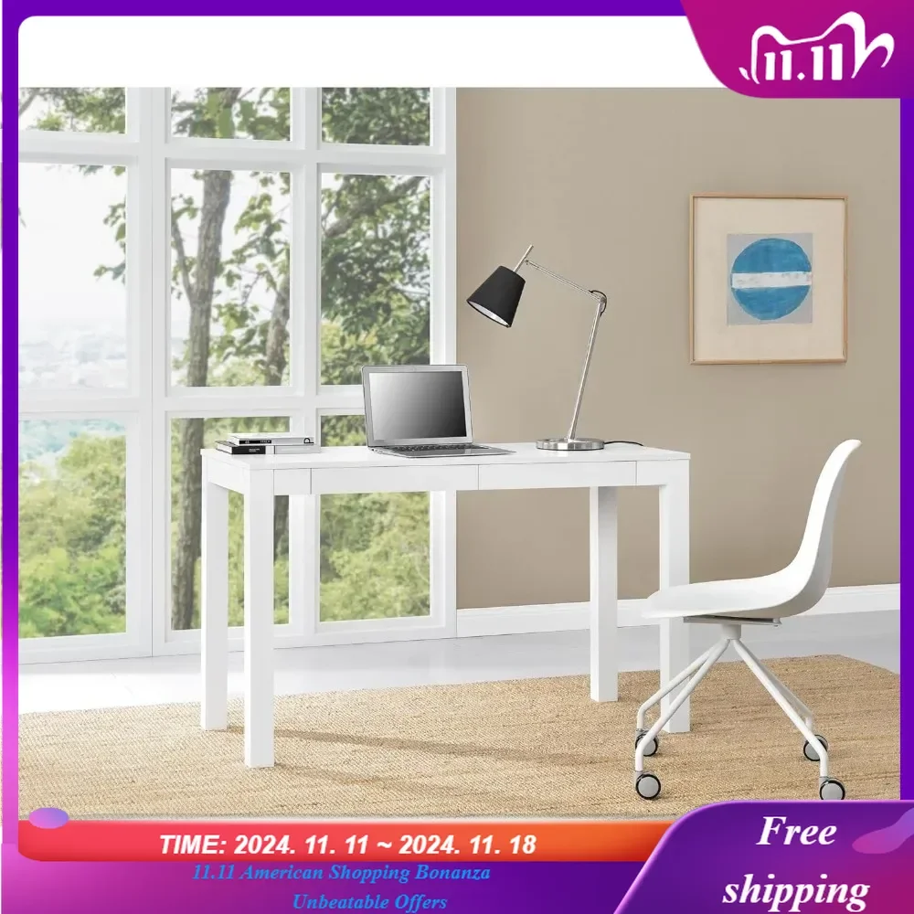 Home Parsons Xl Desk with 2 Drawers, White
