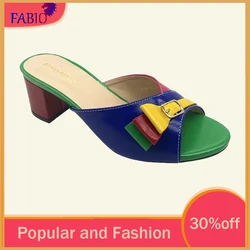 FABIO PENNY Women's Multi-Color Splicing Leisure Slippers Summer 2025 Sexy Middle Heel Dinner Party Ladies Sandals