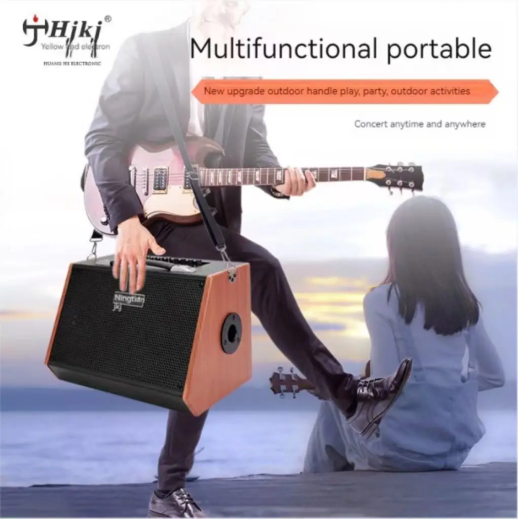 80W High-Power Electric Guitar Amplifier Portable Bluetooth Speaker Outdoor TWS Multifunctional Playing And Singing Bass Speaker