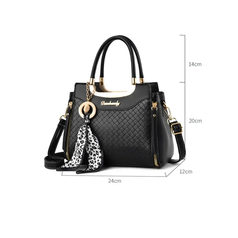 Women Bag 2024 New Small Shoulder Bag Black Ribbons Crossbody Plaid Good Quality Fashion Handbags