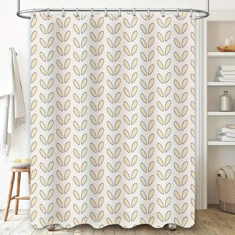 Leaf รูปแบบผ้าม่าน Neutral สีขาวสีเทาโมเดิร์น Bath Decor สําหรับตกแต่งห้องน้ําหน้าแรก