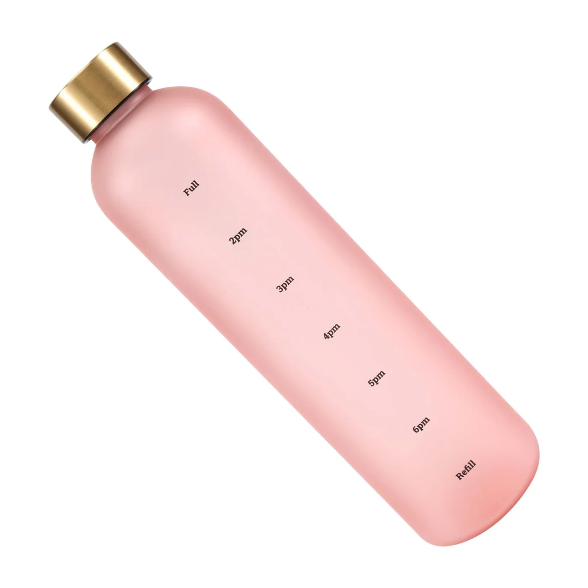 Plastic Space Cup Large-Capacity Transparent Frosted Water Cup Copper Lid Water Bottle with Time Marker 1000ML Pink