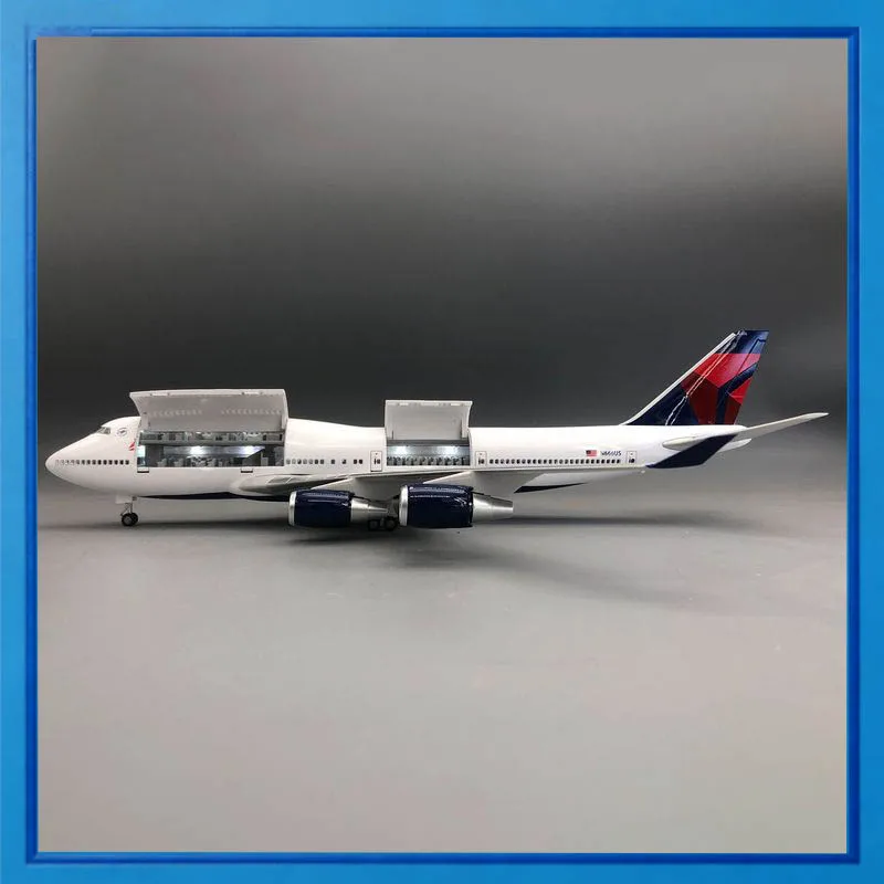 

Модель самолета Delta Boeing 747, 47 см, статическая имитационная модель с LED-подсветкой и колесами, декоративное украшение для коллекции