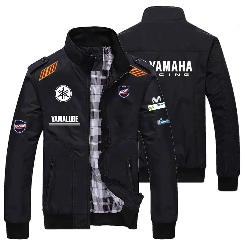 Yamaha Men's Racing Jacket-Motorcycle Windproof And Waterproof Coat - Casual Sports Team Riding Jacket - Fashionable Zipper Coat