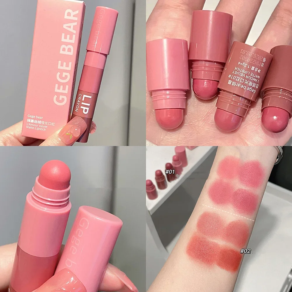 4 ألوان في 1 قلم أحمر شفاه غير لامع مخملي وردي أرجواني شفاه تينت كومبو طويل الأمد غير لاصق كوب ملمع شفاه مجموعة أدوات تجميل للمكياج