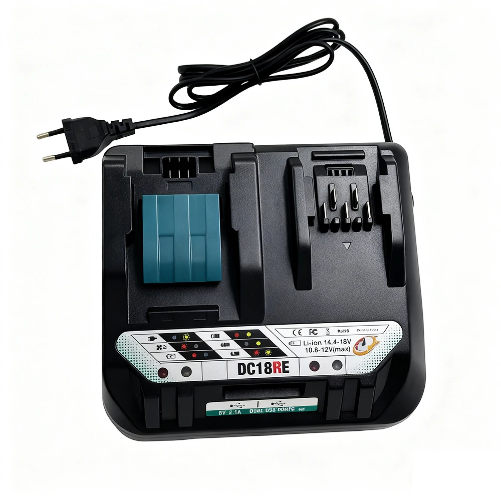 

Зарядное устройство для литиевой батареи DC18RE, портативная зарядка для Makita 18 В, 14,4 В, 10,8 В, 12 В, литий-ионные инструменты BL1830 BL1430 BL1016 (без батареи)