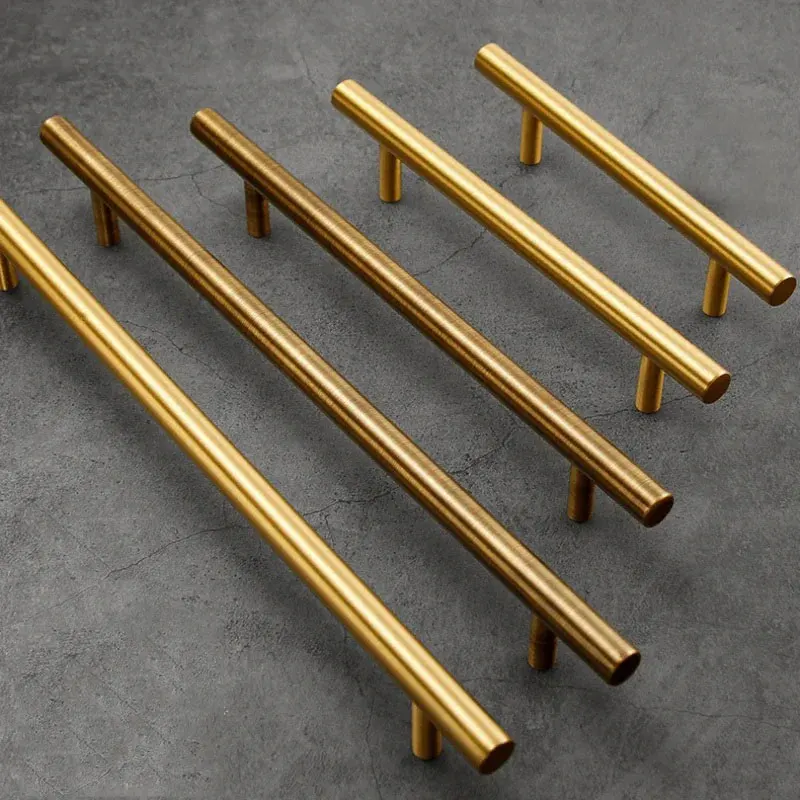 Solid Brass T Bar Cabinet Handles and Knobs Matte Black Longer Wardrobe Pulls Minimalist Kitchen Accessories Furniture Hardware