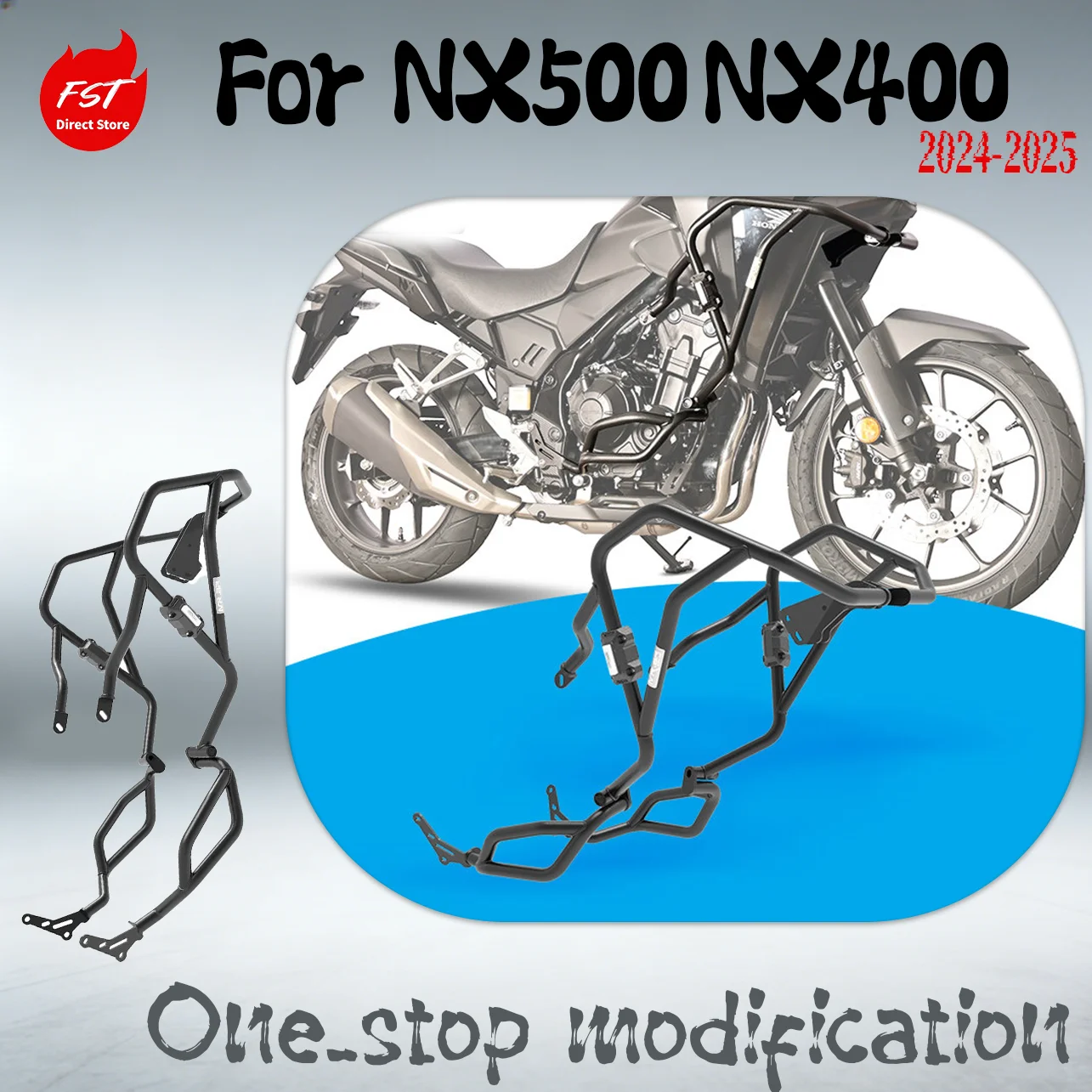 

Motorcycle Highway Crash Bars Engine Protector Anti-Fall Sliders Bumper Radiator Guard Grill Net For Honda NX500 NX400 Modified