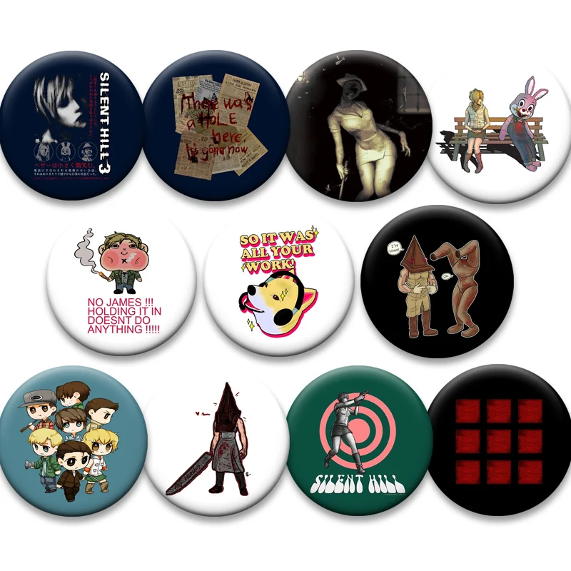 Classics Horror Game Creative Brooches Silent Hill Button Pins Backpack Accessories Gifts Vintage Halo of The Sun Logo Badge