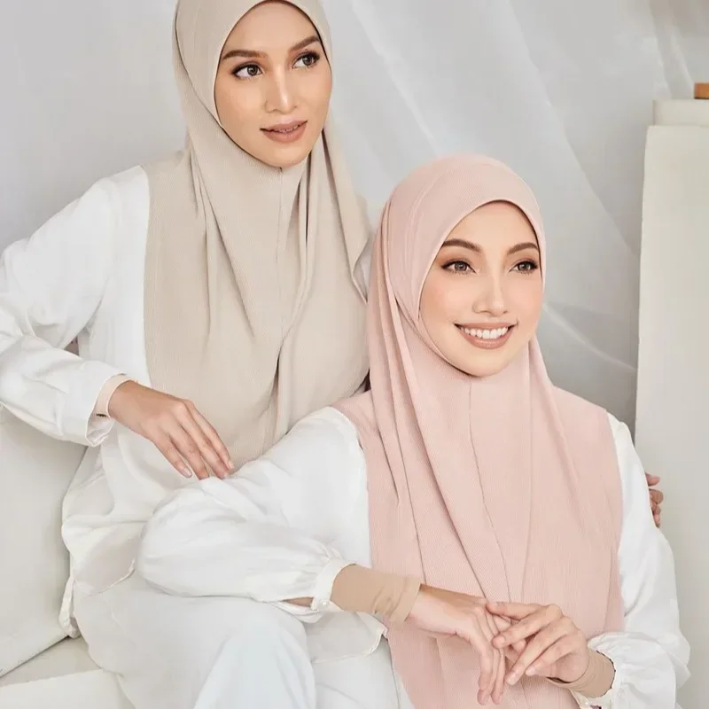 Ladies hijab, Arabian headgear, double-layer round edge headscarf, bottoming cap, high-elastic yarn wholesale.